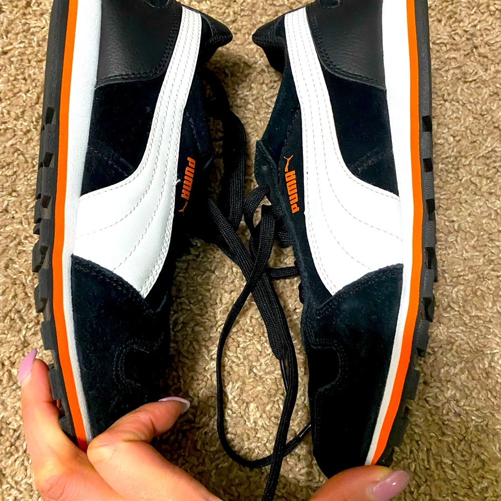 Puma Black White Orange Athletic Shoes